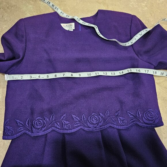 Vintage Women's Talbots Petites Wool Embroidered Dress Dark Purple 6 Made in USA - Picture 3 of 5